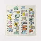 Fantastisch Funny Alphabet. Wacky Doodle Letters D Wandkleed (Voorkant (horizontaal))