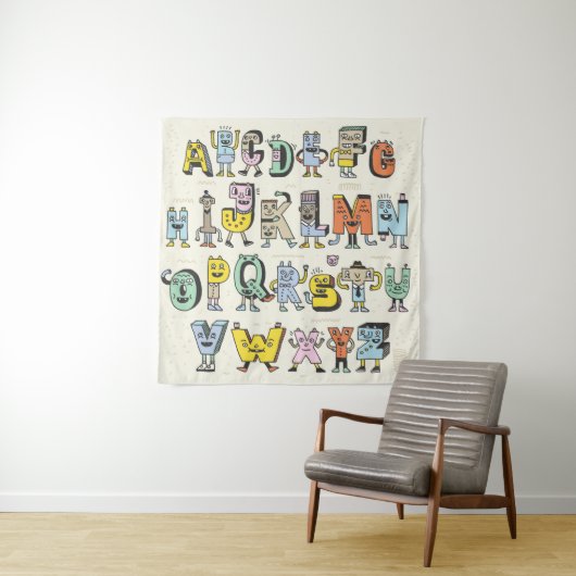 Fantastisch Funny Alphabet. Wacky Doodle Letters D Wandkleed (In situ)