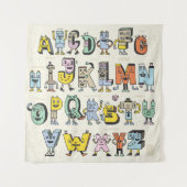 Fantastisch Funny Alphabet. Wacky Doodle Letters D Wandkleed (Voorkant)