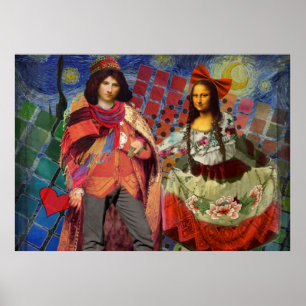 Fantastisch Funny Mona Lisa Couple Whimsical Poster