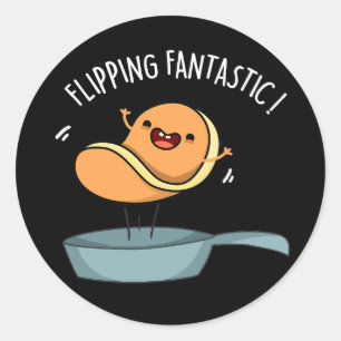 Fantastisch Funny Pancake Pun Dark BG Ronde Sticker