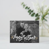 Fantastisch Gelukkig Nieuwjaar Script Foto Feestdagenkaart (Staand voorkant)