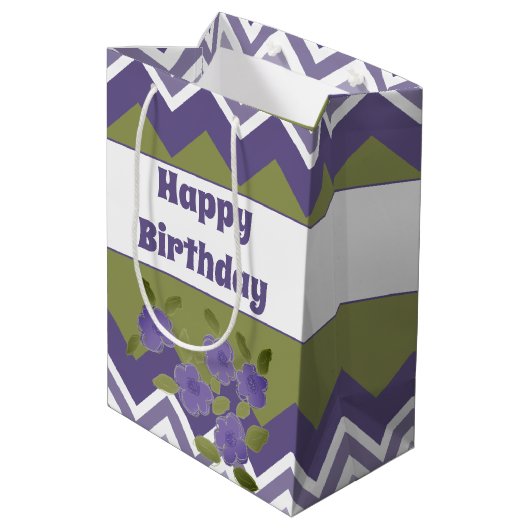 Fantastisch gepatterde Happy Birthday Gift Bag Medium Cadeauzakje (Achterkant Gekanteld)