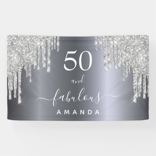 Fantastisch glitterzilver spandoek (Horizontaal)