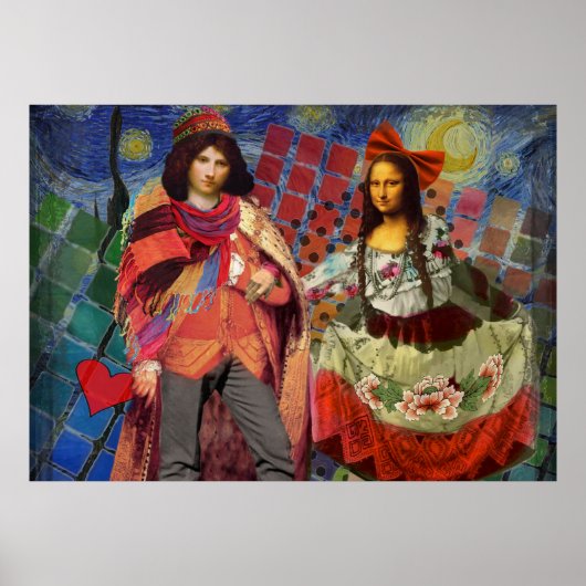 Fantastisch Grappig Mona Lisa Koppel Whimsisch Poster (Voorkant)