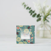 Fantastisch groen Blauwgroen roze gebarsten bloeme Vierkante Visitekaartje (Staand voorkant)