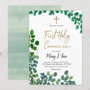 Fantastisch groen Eucalyptus First Heilige Communi Kaart