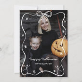 Fantastisch handgetekend boogframe Halloween-foto Feestdagenkaart (Voorkant)