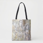 Fantastisch handgetekende steampunk meisje tote bag (Voorkant)