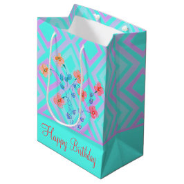 Fantastisch Happy Birthday Blauwgroen Gift Bag Medium Cadeauzakje