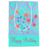 Fantastisch Happy Birthday Blauwgroen Gift Bag Medium Cadeauzakje (Voorkant)