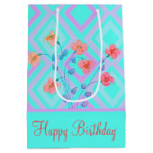 Fantastisch Happy Birthday Blauwgroen Gift Bag Medium Cadeauzakje (Achterkant)