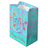 Fantastisch Happy Birthday Blauwgroen Gift Bag Medium Cadeauzakje (Achterkant Gekanteld)
