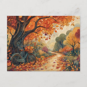 Fantastisch herfstbos pad geïllustreerde herfst briefkaart