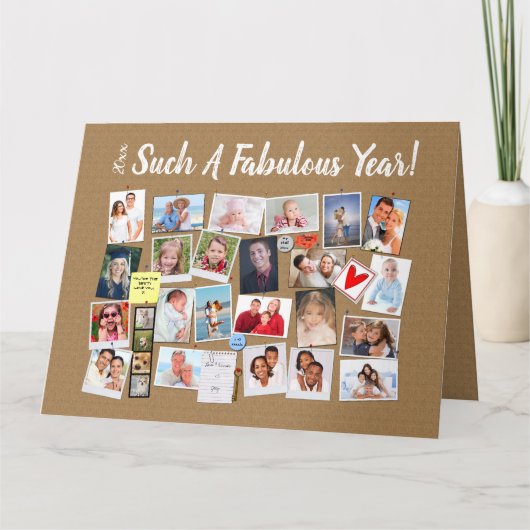 Fantastisch jaar maak je eigen foto-kurkbord kaart (Voorkant)