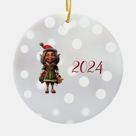 Fantastisch Kerst Elf Keramisch Ornament (Voorkant)