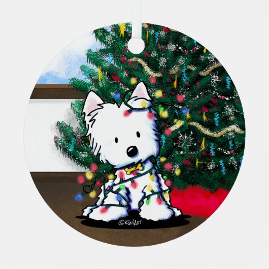 Fantastisch kerstfeest KiniArt Metalen Ornament (Voorkant)