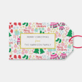 Fantastisch kerstpatroon cadeaulabel (Voorkant (Horizontaal))