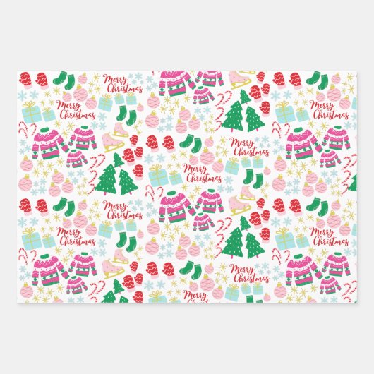 Fantastisch kerstpatroon inpakpapier vel (Voorkant)