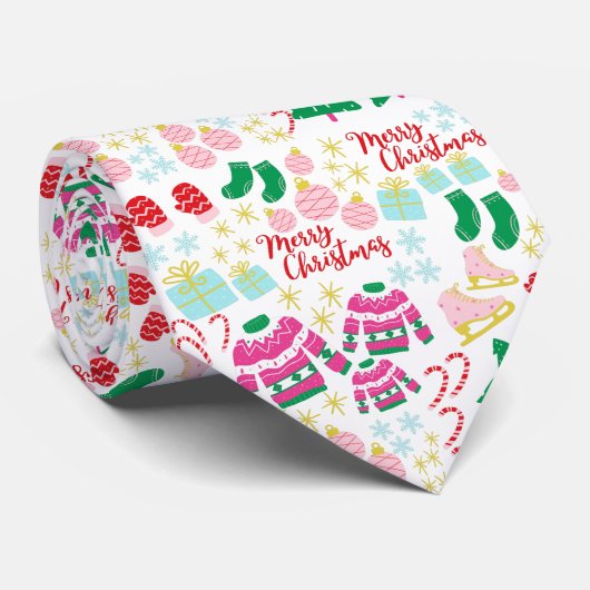 Fantastisch kerstpatroon stropdas (Opgerold)