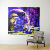 Fantastisch land met Elves en paddenstoelen Wandkleed (In Situ (horizontaal))