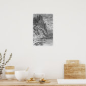 Fantastisch landschap met stad en kasteel poster (Keuken)