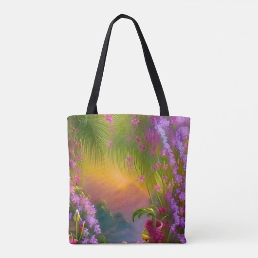 Fantastisch landschap, tropisch en droomachtig - tote bag (Achterkant)