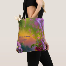 Fantastisch landschap, tropisch en droomachtig - tote bag