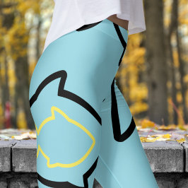 Fantastisch leuk blauw en zwart vinnen patroon leggings