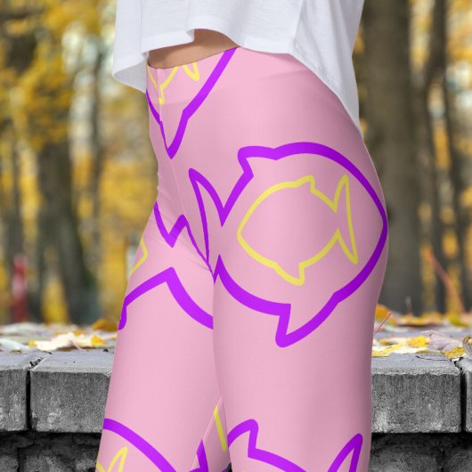 Fantastisch leuk roze en Paarse vinnen patroon Leggings