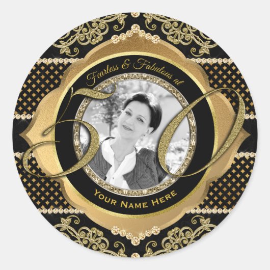 Fantastisch Lijst met 50 Gold Diamonds Black Ronde Sticker (Voorkant)