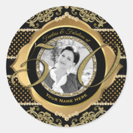 Fantastisch Lijst met 50 Gold Diamonds Black Ronde Sticker