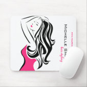 Fantastisch meisje met golvend haar Hairstyling-me Muismat (Met muis)