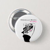 Fantastisch meisje met golvend haar Hairstyling-me Ronde Button 5,7 Cm (Voorkant /achterkant)