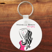 Fantastisch meisje met golvend haar Hairstyling-me Sleutelhanger (Voorkant)