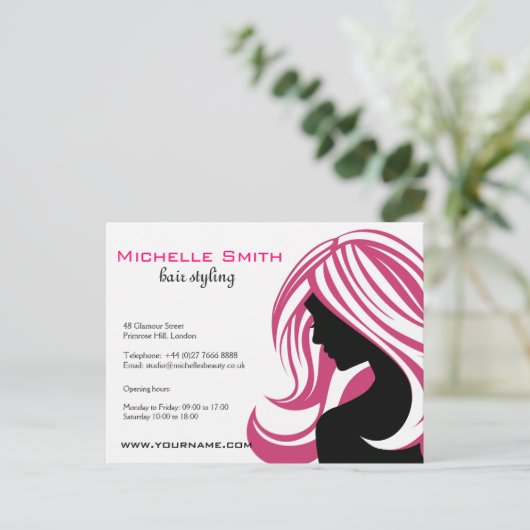 Fantastisch meisje met roze haar Hairstyling-merk Briefkaart (Staand voorkant)