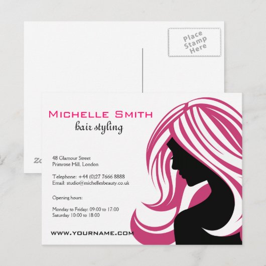 Fantastisch meisje met roze haar Hairstyling-merk Briefkaart (Voorkant / Achterkant)