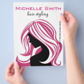 Fantastisch meisje met roze haar Hairstyling-merk Flyer (Hand)