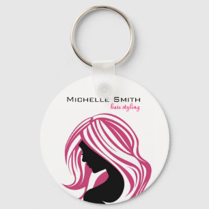 Fantastisch meisje met roze haar Hairstyling-merk Sleutelhanger