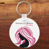 Fantastisch meisje met roze haar Hairstyling-merk Sleutelhanger (Voorkant)