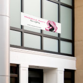 Fantastisch meisje met roze haar Hairstyling-merk Spandoek (Buitenkant Gebouw)