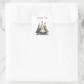 Fantastisch met de Hand Getekend Kerstboompatroon Vierkante Sticker (Tas)