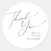 Fantastisch Minimumscript bedankt voor je bruiloft Ronde Sticker (Voorkant)