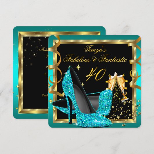 Fantastisch, modern Blauwgroen blauw zwart goud Kaart (Voorkant / Achterkant)