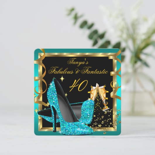 Fantastisch, modern Blauwgroen blauw zwart goud Kaart (Staand voorkant)