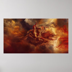 Fantastisch modern kunstgoud rood zwijn van wolken poster