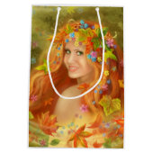 Fantastisch mooie fee vrouw herfst. natuur. medium cadeauzakje (Achterkant)
