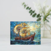 Fantastisch Nautilus-schip in een kolkende oceaan Briefkaart (Staand voorkant)