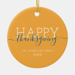 Fantastisch oranje Happy Thanksgiving Keramisch Ornament