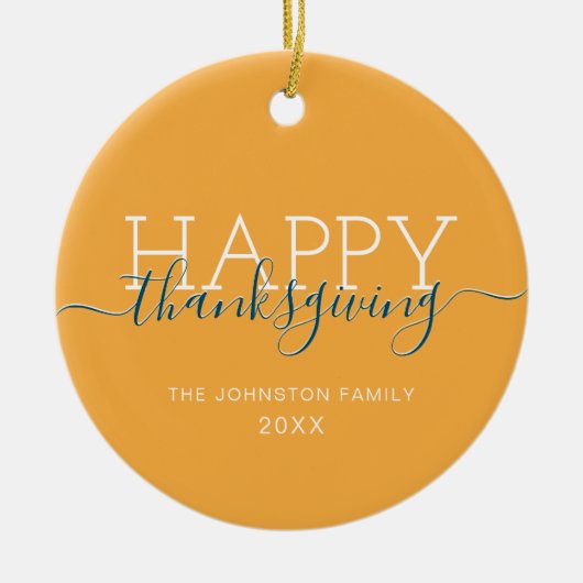 Fantastisch oranje Happy Thanksgiving Keramisch Ornament (Voorkant)